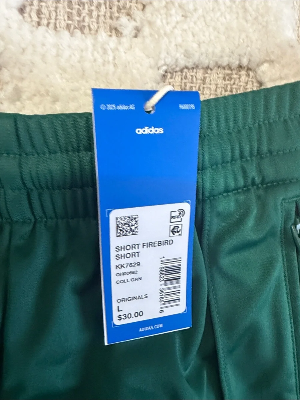 adidas Forest Green 3-Stripe Athletic Shorts with White Accents